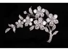 Platinum Floral Spray Diamond Brooch,