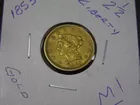 M-1, $2.50 1853 LIBERTY GOLD