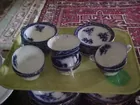 flow blue cups and saucers