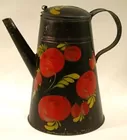 Black Toleware Coffeepot.