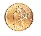 1903S $5.00 GOLD COIN CORONET TYPE