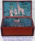 Paint Decorated Box with Wallpapered Interior