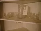 CUT GLASS PITCHER W/6 TUMBLERS