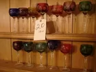 CUT GLASS STEMWARE BLUE, GREEN, RED-CLEA