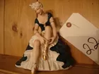 DRESDEN FIGURE-LADY IN GREEN DRESS