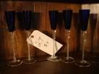 BLUE WINE STEMWARE GLASSES CUT BLUE  TO 