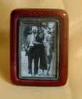 Silver and enamel square picture frame