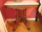 WALNUT MARBLE TOP TABLE