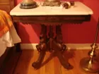 WALNUT MARBLE TOP TABLE