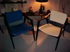 4 early Danish modern vinyl arm chairs