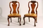 Pair of English George II Walnut Side Chairs,