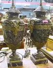 Pr. of Marble & Bronze Urn Lamps
