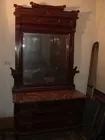 3-Pc. Ornate Walnut & Brown Marble Victorian Bedro