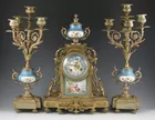 French Porcelain Clock & Garniture