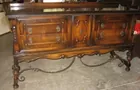 Walnut buffet with iron stretcher base