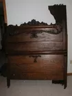 Ornate 3/4  high back Oak bed