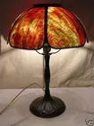 SIGNED HANDEL SLAG GLASS LAMP