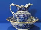 FLOW BLUE PITCHER & BOWL