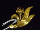 18 Kt. Tiffany Floral Pin w/Rubies