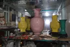 Pr. Yellow Glazed Chinese Porc. Vases