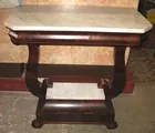 Mahogany & marble entrance table