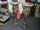 brass and marble fern stands