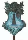 Old Architectural Patinated Bronze Wall Fountain 