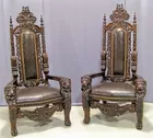 Pair of Baronial Style Throne Charis