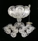 Impressive Fry Cut Glass Punch Bowl Set