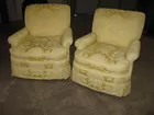 Silk covered arm chairs