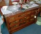 Walnut Marble Top Dresser