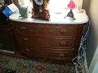 WALNUT MARBLE TOP CHEST