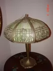 Bronze and Slag Glass Lamp
