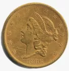 1866-S No Motto $20 Gold Piece