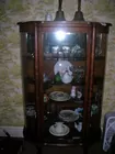 Oak bow front china closet