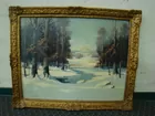 Framed oil on canvas by O. Draver, creek & forest 