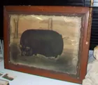 LOU BURKE FRAMED HOG PRINT