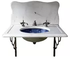 RARE VICTORIAN FLOW BLUE AND MARBLE SINK