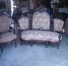 SUPER WALNUT VICTORIAN SOFA AND CHAIR W/