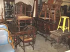 Nine pc. walnut dining set