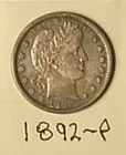 1892 Barber Quarter