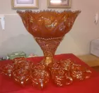 Imperial Glass Carnival Punch Bowl Set