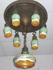 Super Quezal & brass chandelier