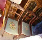 SET OF 6 MAHOGANY ROSE CARVED CHAIRS