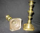 19th C push up brass candlesticks