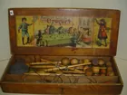 Antique table top croquet set in box
