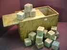 Wood alphabet blocks in dove-tailed box