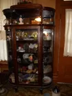 Oak Curved Front Glass China Cupboard