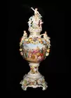 Large Scenic Three Part Dresden Urn 