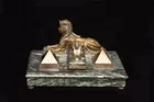 19th C. Bronze/Marble Ink Well w/ Egyptian Motif 